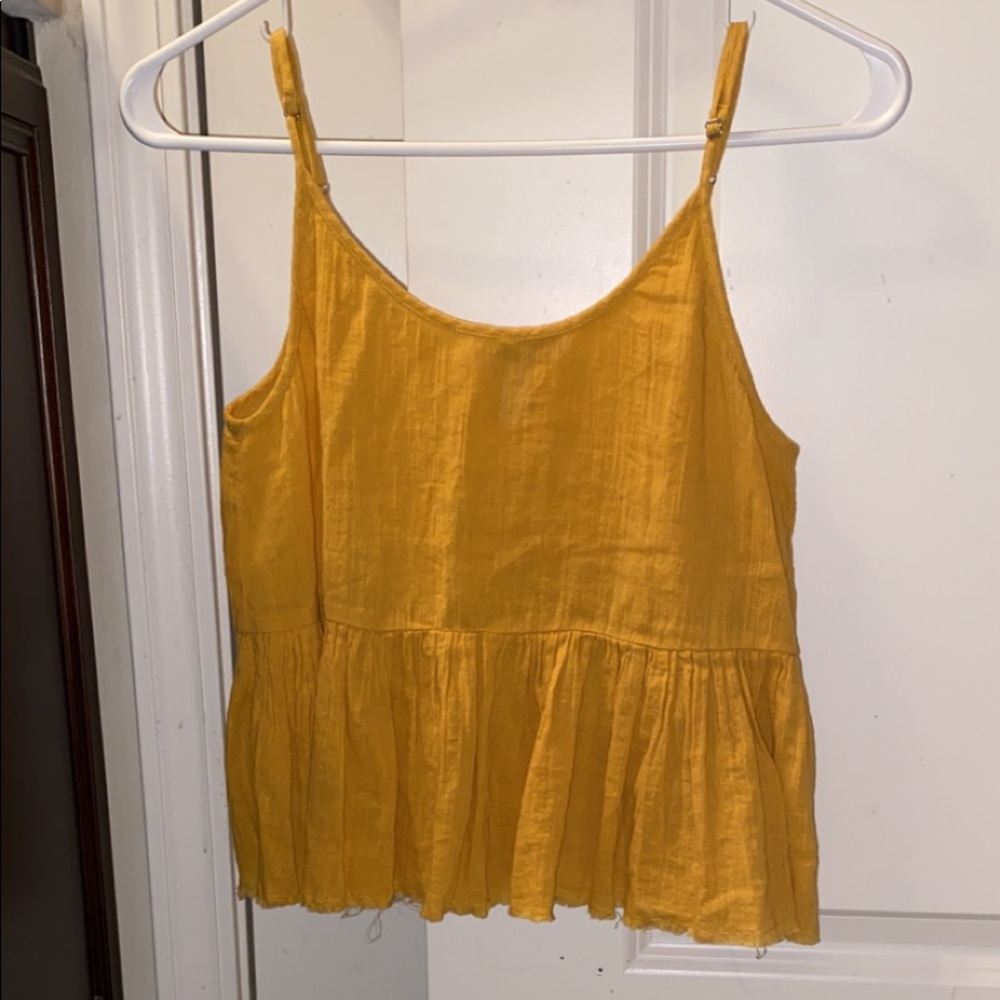 Forever 21 Flounce Hem Mustard Yellow Tank Top